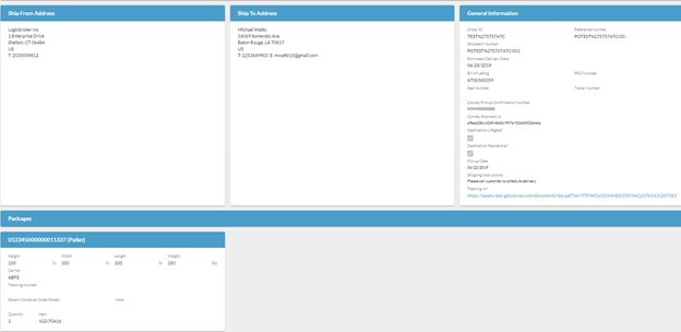 BOL is received and populated on the same page